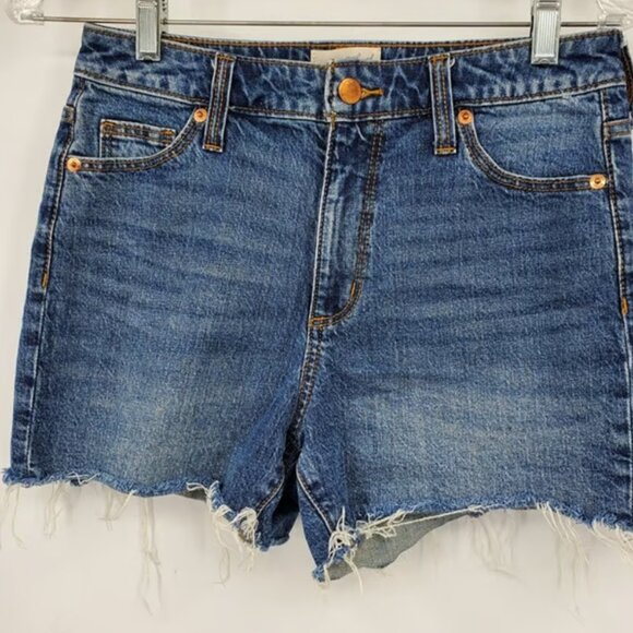 Universal Thread Vintage Midi Women's Raw Hem Denim Jean Shorts Size 2/26 - Picture 1 of 6